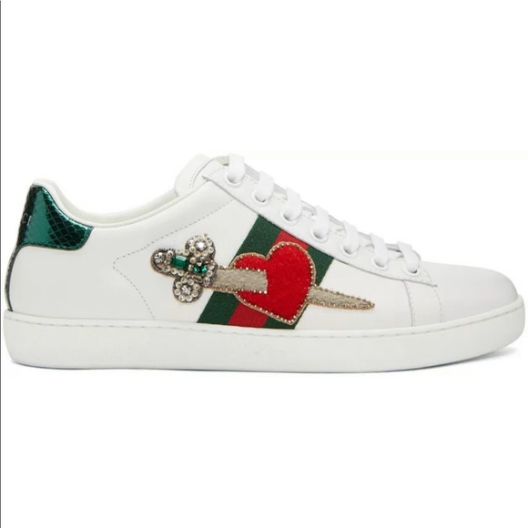 gucci white sneakers with hearts